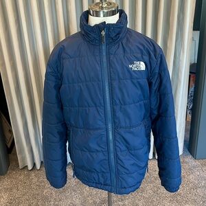 Boys reversible North Face blue/ brown jacket